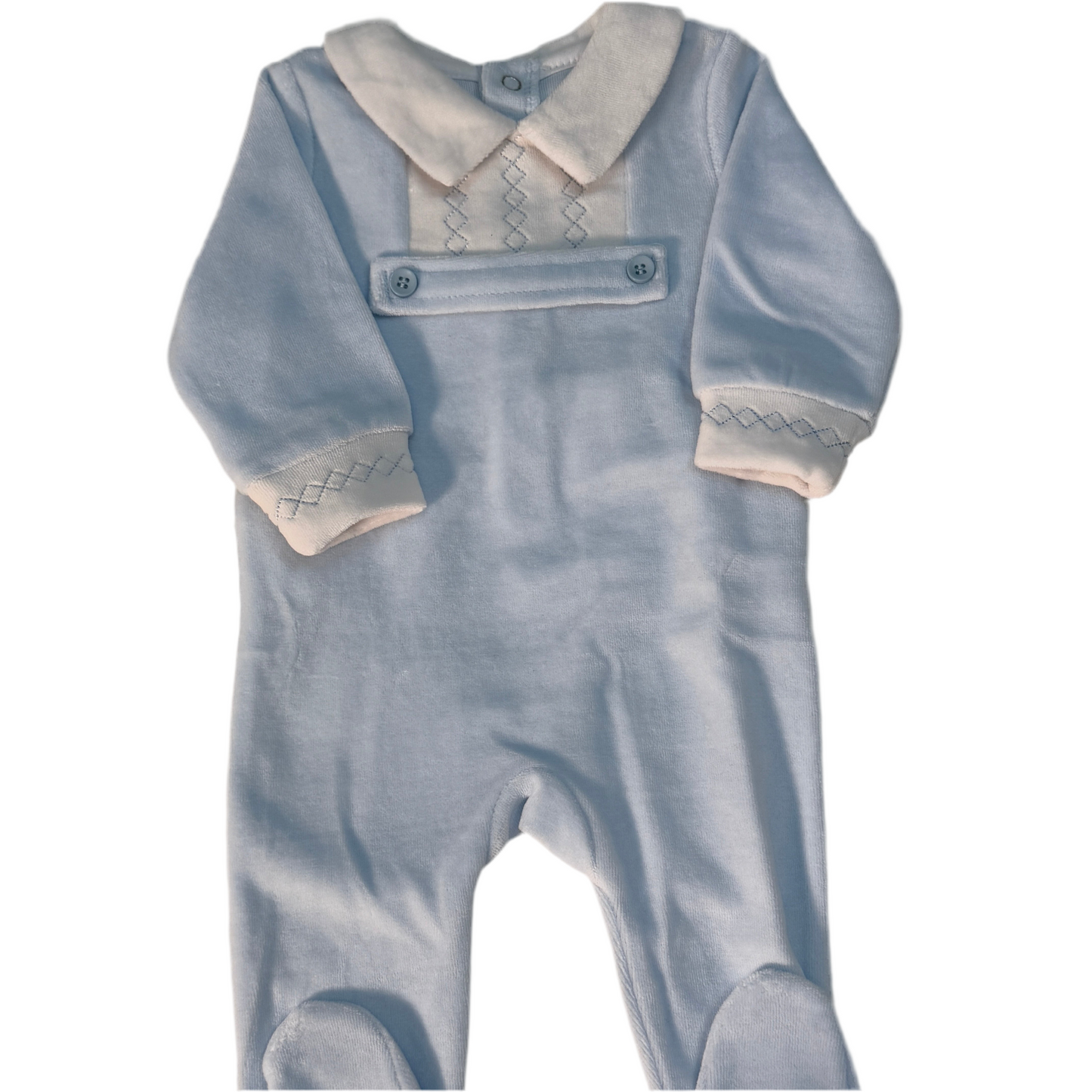 Mameluco de terciopelo azul para bebe