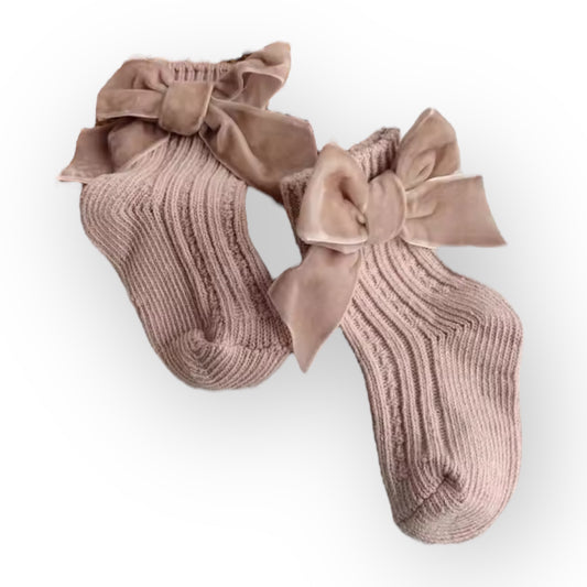 Calcetines de lana con moño de terciopelo