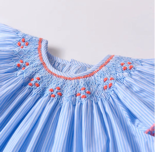 Vestido Renata Azul con Bordado Floral