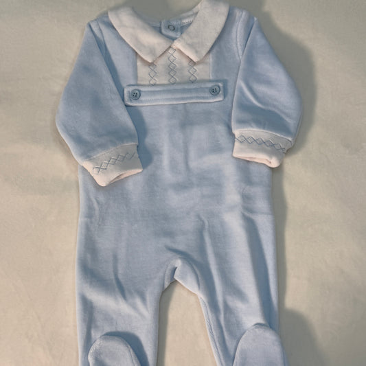 Mameluco de terciopelo azul para bebe