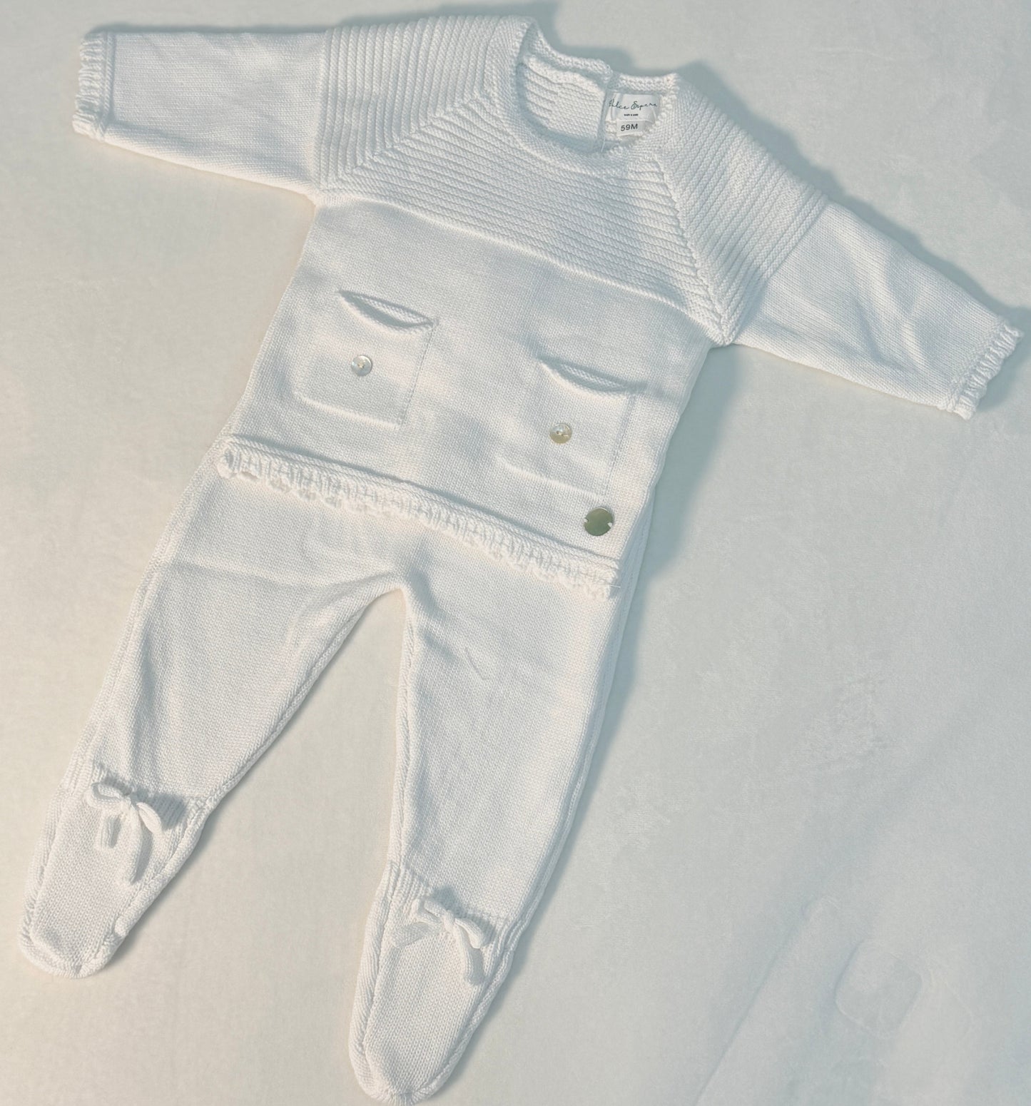 Conjunto tejido blanco unisex