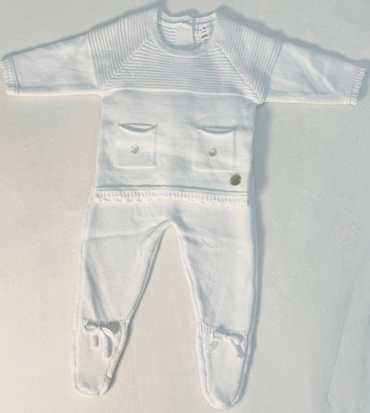 Conjunto tejido blanco unisex