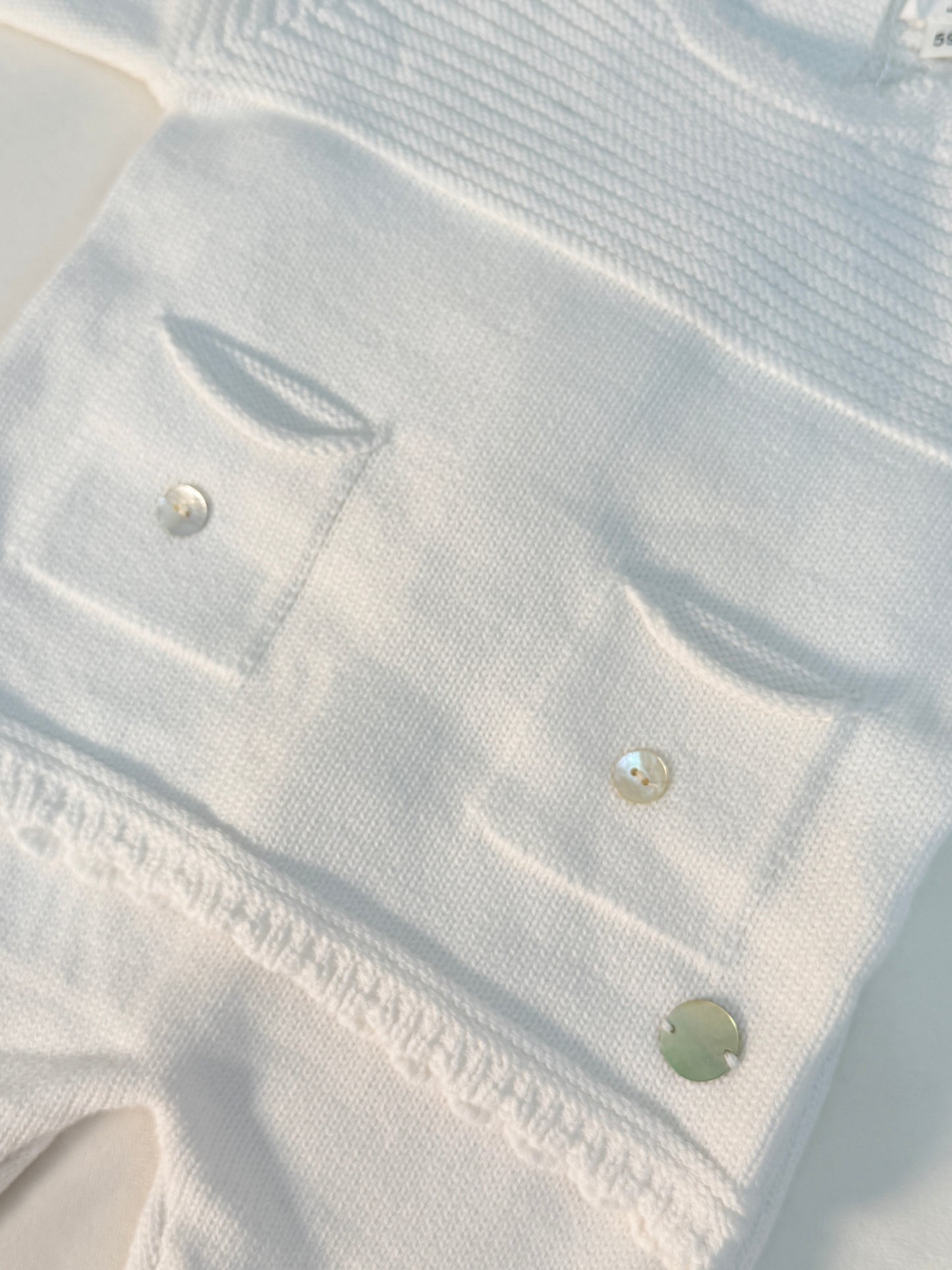 Conjunto tejido blanco unisex