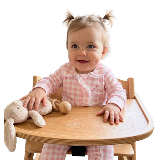 Pijama Personalizada de Cuadros Rosa con Bordado