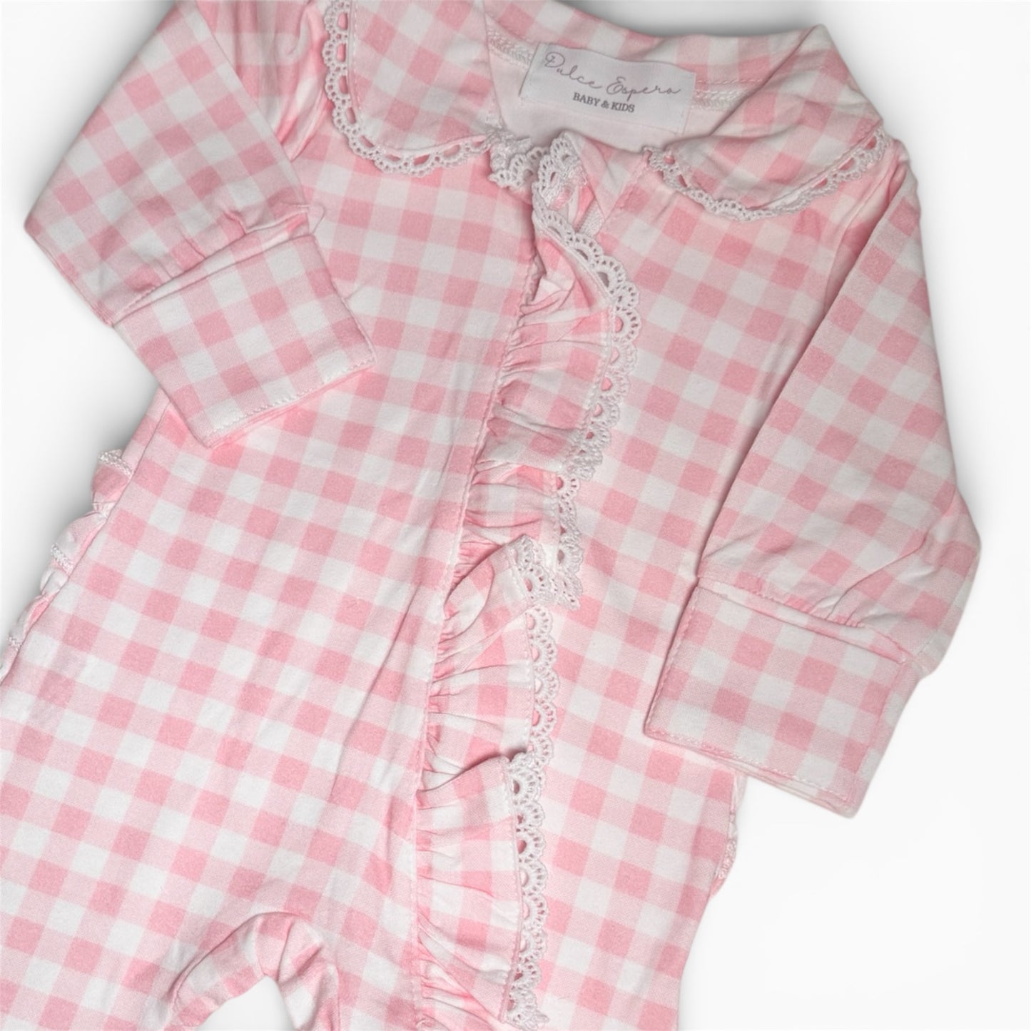 Pijama Personalizada de Cuadros Rosa con Bordado