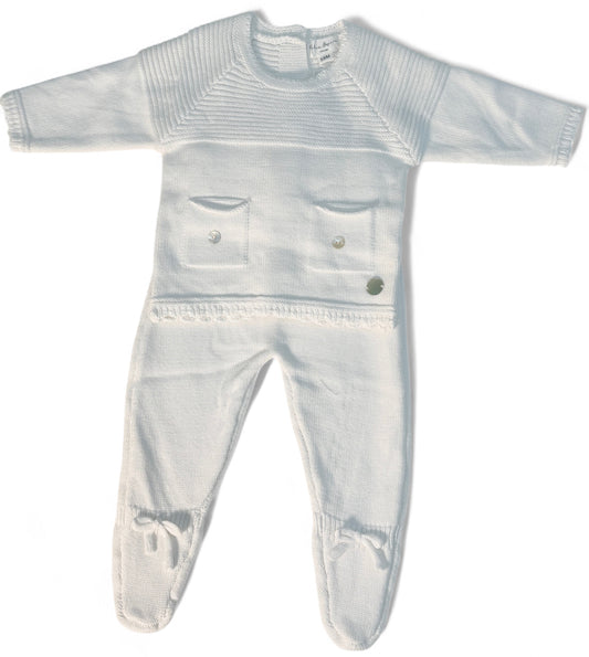 Conjunto tejido blanco unisex