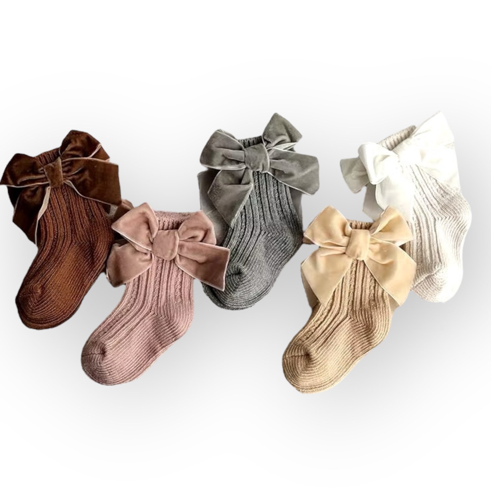 Calcetines de lana con moño de terciopelo