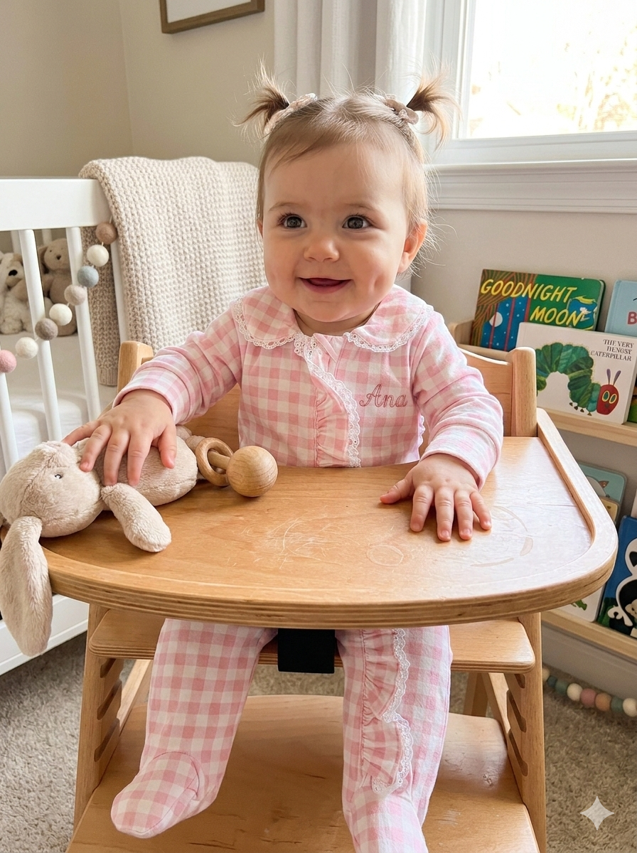 Pijama Personalizada de Cuadros Rosa con Bordado