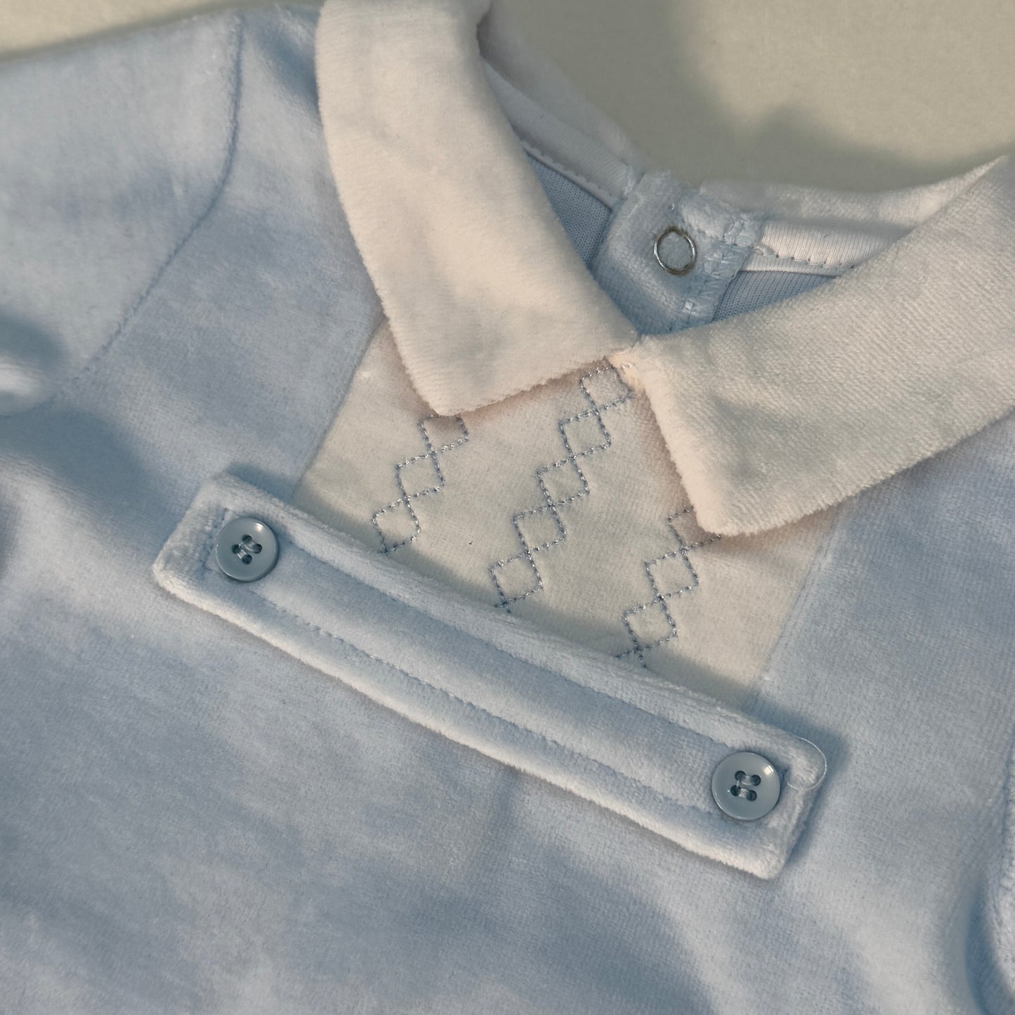Mameluco de terciopelo azul para bebe