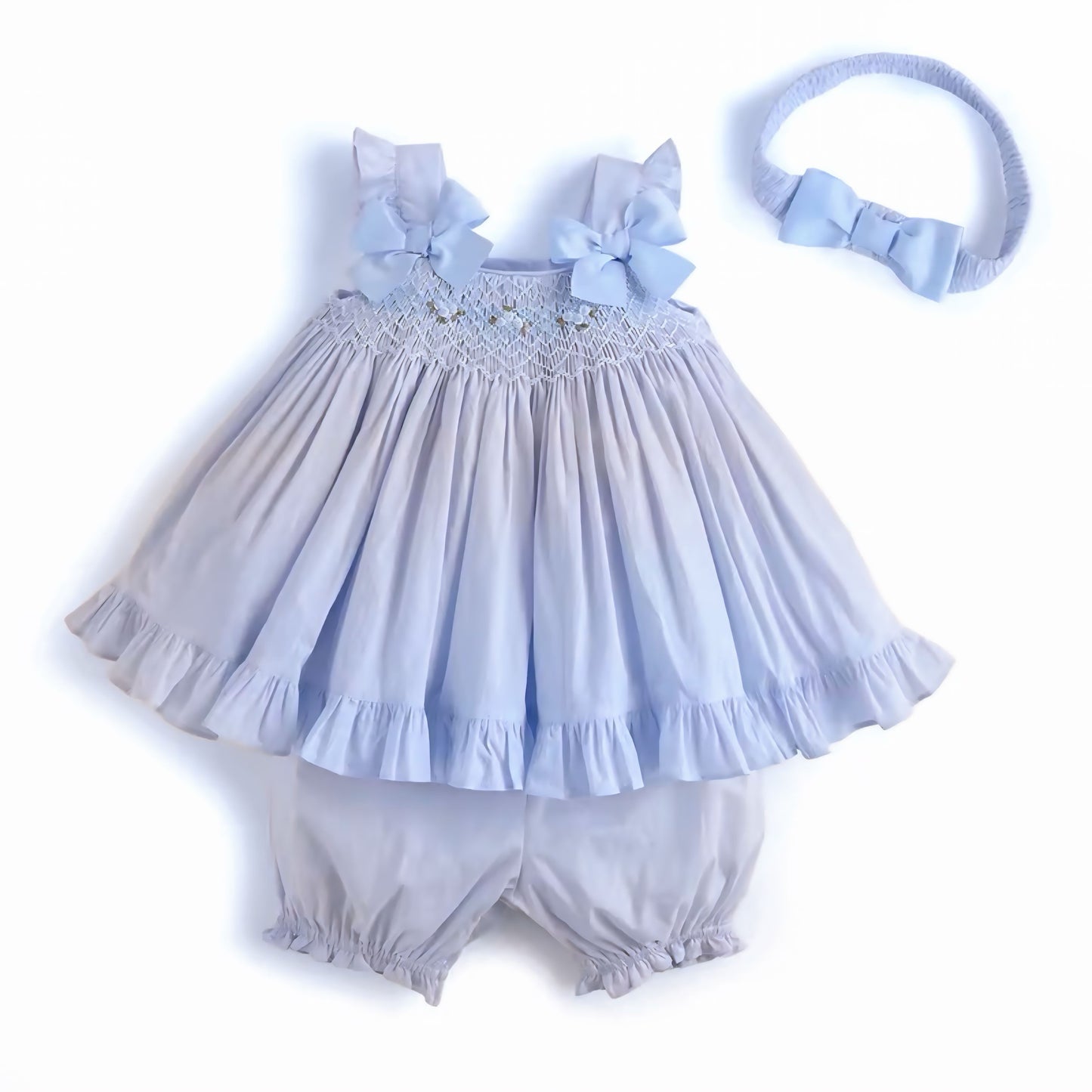 Conjunto de Blusa Azul Pastel con Bloomers