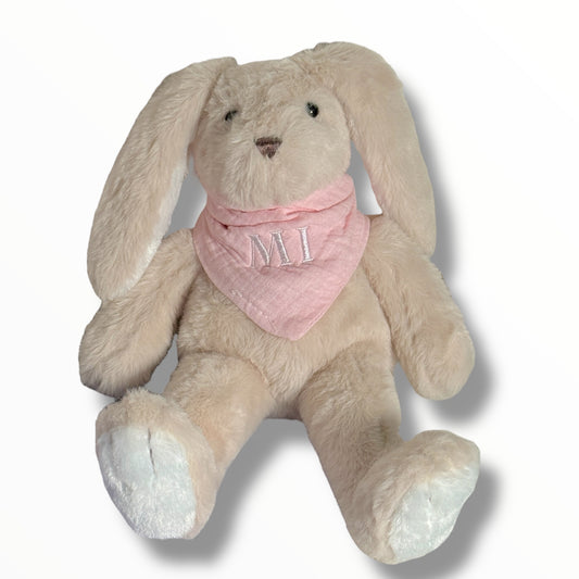 Peluche de conejo personalizado con babero de muselina