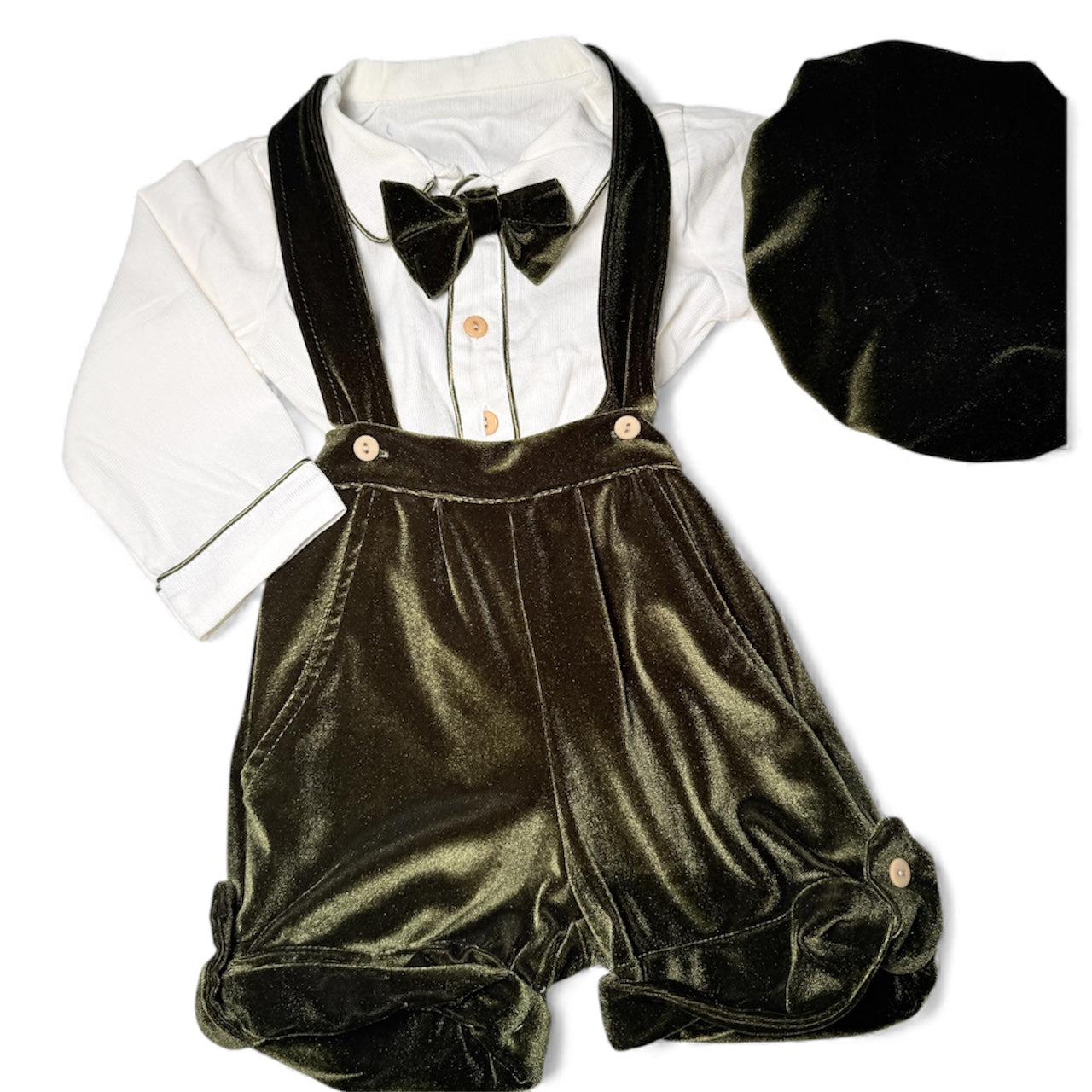 Conjunto de Tirantes terciopelo verde